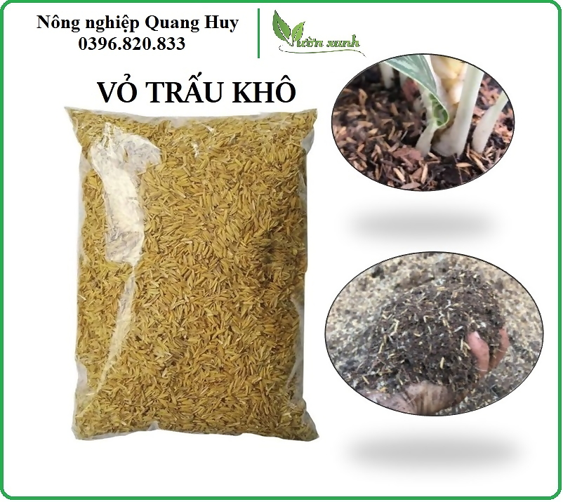 500gr- Vỏ trấu khô làm giá thể trồng hoa, lan, thủy canh, chăn nuôi